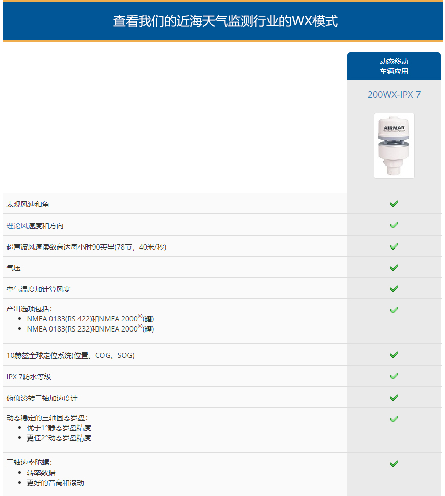 离岸天气监测AIRMAR(200WX-IPX7)超声波气象站